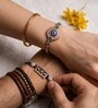 Blue Evil Eye Diamond Stone Bhaiya Bhabhi Rakhi Set