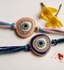 Blue Evil Eye Diamond Stone Bhaiya Bhabhi Rakhi Set
