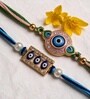 Blue Evil Eye Diamond Stone Bhaiya Bhabhi Rakhi Set