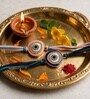Blue Evil Eye Diamond Stone Bhaiya Bhabhi Rakhi Set