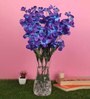 Blue Fabric Orchid Artificial Flower Pack of 5