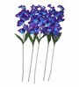 Blue Fabric Orchid Artificial Flower Pack of 5