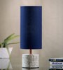 Vrikshya Blue Fabric Shade Table Lamp With Marble Base