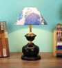 Blue Fabric Shade Table Lamp with Black Base