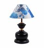 Blue Fabric Shade Table Lamp with Black Base