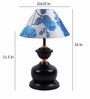 Blue Fabric Shade Table Lamp with Black Base