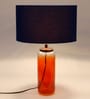 Pyramind Blue Fabric Shade Night Lamp With Glass Base
