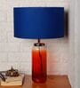 Pyramind Blue Fabric Shade Night Lamp With Glass Base