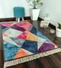 Multicolor Geometric Faux Silk 3 ft x 5 ft Hand Woven Carpet