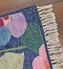 Blue Floral Faux Silk 4 ft x 6 ft Hand Woven Carpet