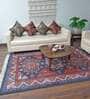 Blue Persian Faux Silk 5 ft x 7 ft Hand Woven Carpet