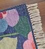 Blue Floral Faux Silk 5 ft x 7 ft Hand Woven Carpet