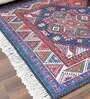 Blue Persian Faux Silk 5 ft x 7 ft Hand Woven Carpet