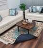 Blue Persian Faux Silk 3 ft x 5 ft Hand Woven Carpet