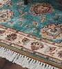 Blue Persian Faux Silk 4 ft x 6 ft Hand Woven Carpet