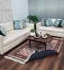 Blue Persian Faux Silk 5 ft x 7 ft Hand Woven Carpet