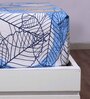 Blue Floral Fitted 120 TC Cotton 1 Bedsheet & 2 Pillow Covers