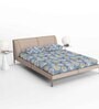 Blue Floral Fitted 120 TC Cotton 1 Bedsheet & 2 Pillow Covers