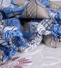 Blue Floral Fitted 120 TC Cotton 1 Bedsheet & 2 Pillow Covers