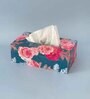Blue Floral Combo Tissue Box Holder with  Set of 6 Coaster Set