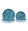 Floral 12 Pcs Blue Melamine Dinnerware Set