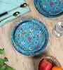Floral 12 Pcs Blue Melamine Dinnerware Set
