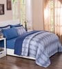 Blue Floral 100% Cotton Double Bed Duvet Cover With 2 Pillow Covers