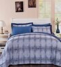 Blue Floral 100% Cotton Double Bed Duvet Cover With 2 Pillow Covers