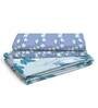 Blue Floral 104 TC Cotton Queen Sized Bed Sheets with 2 Pillow Covers