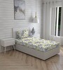 Blue Floral 104 TC Cotton Single Bed Sized Bed Sheets With 1 Pillow Cover