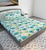 Blue Floral 144 TC Cotton King Size Bedsheet With 2 Pillow Covers