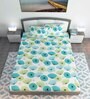 Blue Floral 144 TC Cotton King Size Bedsheet With 2 Pillow Covers