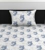 Blue Floral 144 TC Cotton Single Bedsheet with Pillow Cover
