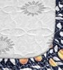 Blue Floral 144 TC Cotton Double Fitted Bedsheet with 2 Pillow Covers
