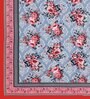 Blue Floral 144 TC Cotton Double Queen Bedsheet With 2 Pillow Covers