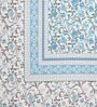 Blue Floral 144 TC Cotton King Bedsheet and 2 Pillow Cover