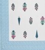Blue Floral 144 TC Cotton King Bedsheet and 2 Pillow Cover