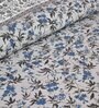 Blue Floral 144 TC Cotton King Bedsheet and 2 Pillow Cover