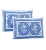Blue Floral 144 TC Cotton King Bedsheet and 2 Pillow Cover