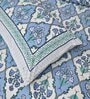 Blue Floral 144 TC Cotton King Bedsheet and 2 Pillow Cover