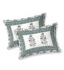 Blue Floral 144 TC Cotton King Bedsheet and 2 Pillow Cover