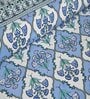 Blue Floral 144 TC Cotton King Bedsheet and 2 Pillow Cover