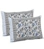 Blue Floral 144 TC Cotton King Bedsheet and 2 Pillow Cover