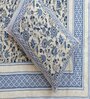 Blue Floral 144 TC Cotton King Bedsheet and 2 Pillow Cover
