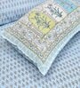 Blue Floral 144 TC Cotton King Bedsheet and 2 Pillow Cover