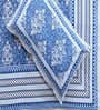 Blue Floral 144 TC Cotton King Bedsheet and 2 Pillow Cover
