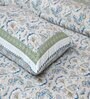 Blue Floral 144 TC Cotton King Bedsheet and 2 Pillow Cover