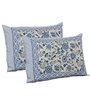 Blue Floral 144 TC Cotton King Bedsheet and 2 Pillow Cover