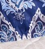 Blue Floral 144 TC Cotton King Fitted Bedsheet with 2 Pillow Covers