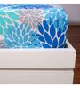 Blue Floral 144 TC Cotton King Fitted Bedsheet with 2 Pillow Covers